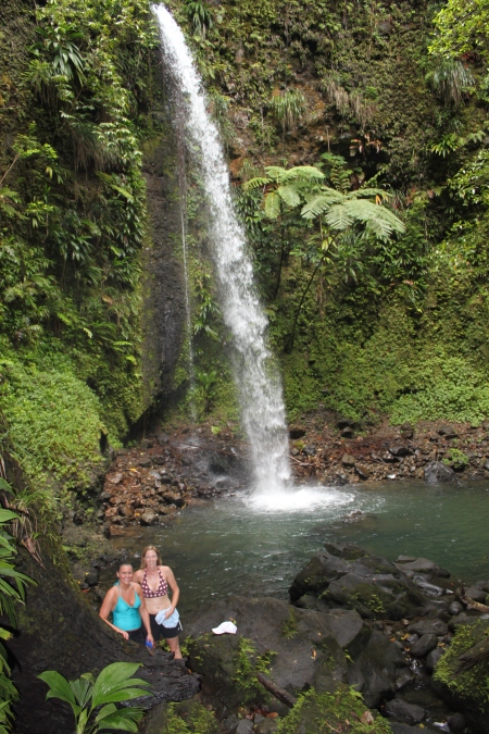 Megan and Molly going for a swim in Dominica
